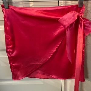 Pink Silk Mini Skirt, Size small